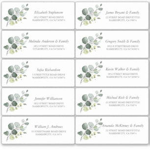 Eucalyptus Greenery Guest Names Address Labels
