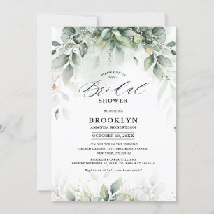 Eucalyptus Greenery Gum Botanical Bridal shower Invitation