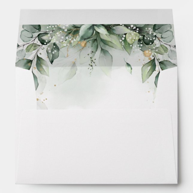Eucalyptus Greenery Gum Botanical Rustic Wedding E Envelope (Back (Bottom))