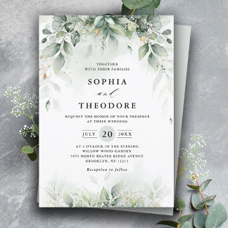 Eucalyptus Greenery Gum Botanical Rustic Wedding Invitation