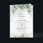 Eucalyptus Greenery Gum Botanical Rustic Wedding Invitation<br><div class="desc">Elegant and modern spring / midsummer botanical wedding invitation features a bouquet of soft watercolor greenery lush green leaves / botanical leaves / eucalyptus and gold glitter dust . Please find more matching designs and variations from my "blissweddingpaperie" store. And feel free to contact me for further customisation or matching...</div>