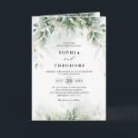 Eucalyptus Greenery Gum Botanical Rustic Wedding Invitation<br><div class="desc">Elegant and modern spring / midsummer botanical wedding invitation features a bouquet of soft watercolor greenery lush green leaves / botanical leaves / eucalyptus and gold glitter dust . Please find more matching designs and variations from my "blissweddingpaperie" store. And feel free to contact me for further customisation or matching...</div>