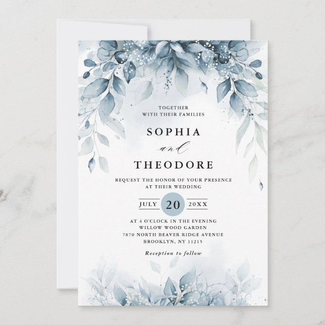 Eucalyptus Greenery Gum Botanical Rustic  Wedding Invitation (Front)