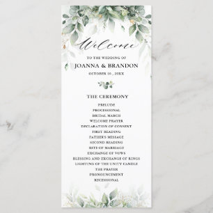 Eucalyptus Greenery Gum Botanical Rustic Wedding Programme