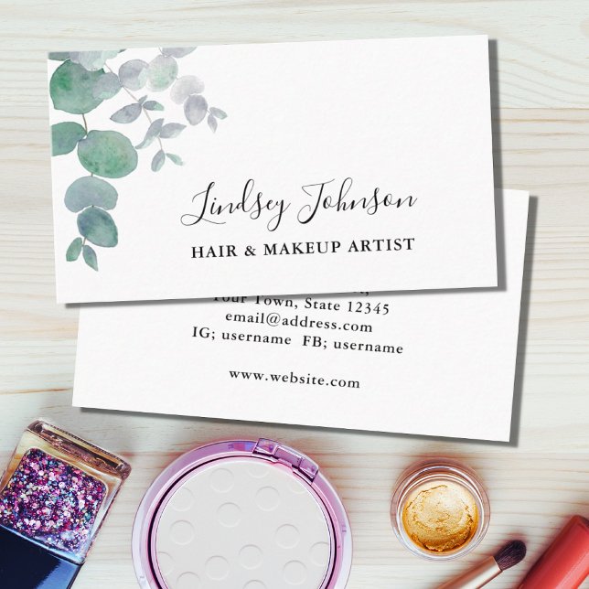 Eucalyptus Greenery Hair And Makeup Artist Business Card (Creator Uploaded)