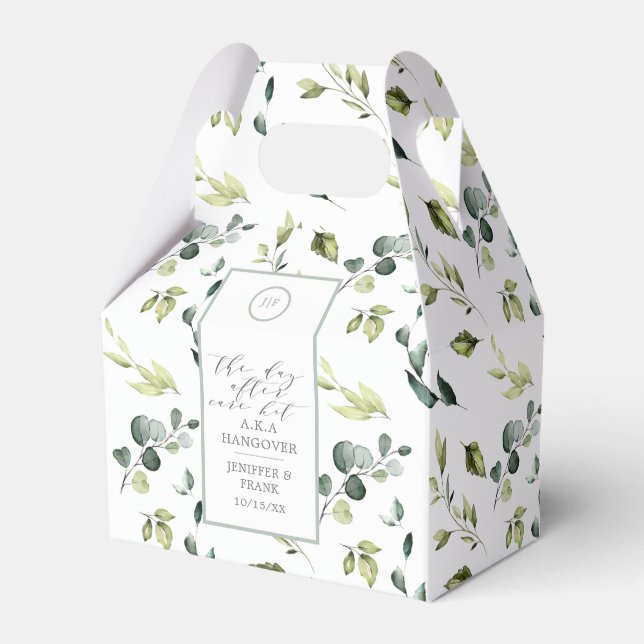 Eucalyptus Greenery Hangover Kit Bridal GroomParty Favour Box (Front Side)