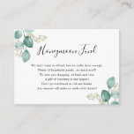 Eucalyptus Greenery Honeymoon or household Fund  Enclosure Card<br><div class="desc">Watercolor Eucalyptus Greenery honeymoon fund request cards are perfect to enclose with bridal shower invitations as well as wedding invitations.  Please feel free to contact the designer for special requests at info@lemontreecards.com</div>