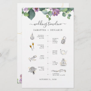 Eucalyptus Greenery Icon Wedding Itinerary Program Stationery