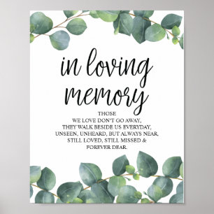 Eucalyptus Greenery In Loving Memory Memorial Sign