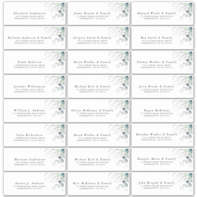 Eucalyptus Greenery Individual Address Labels (Front)