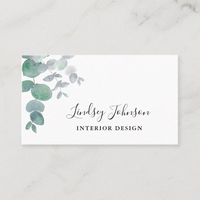 Eucalyptus Greenery Interior Design  Business Card (Front)