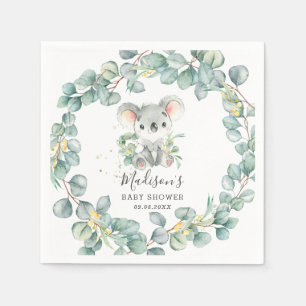 Eucalyptus Greenery Koala Baby Boy Shower Birthday Napkin
