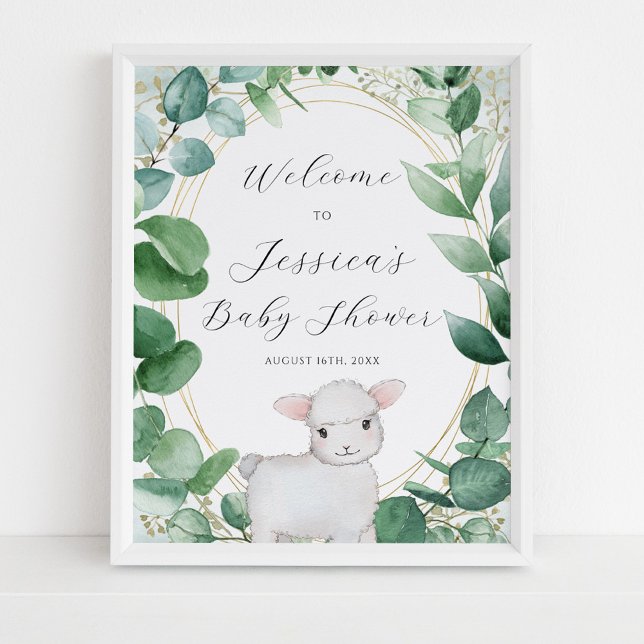 Eucalyptus Greenery Lamb Baby Shower Welcome Poster (Creator Uploaded)