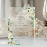 Eucalyptus Greenery Leaves Elegant Floral Wedding Acrylic Invitations<br><div class="desc">Beautiful floral wreath wedding invitation featuring watercolor roses and eucalyptus leaves.</div>
