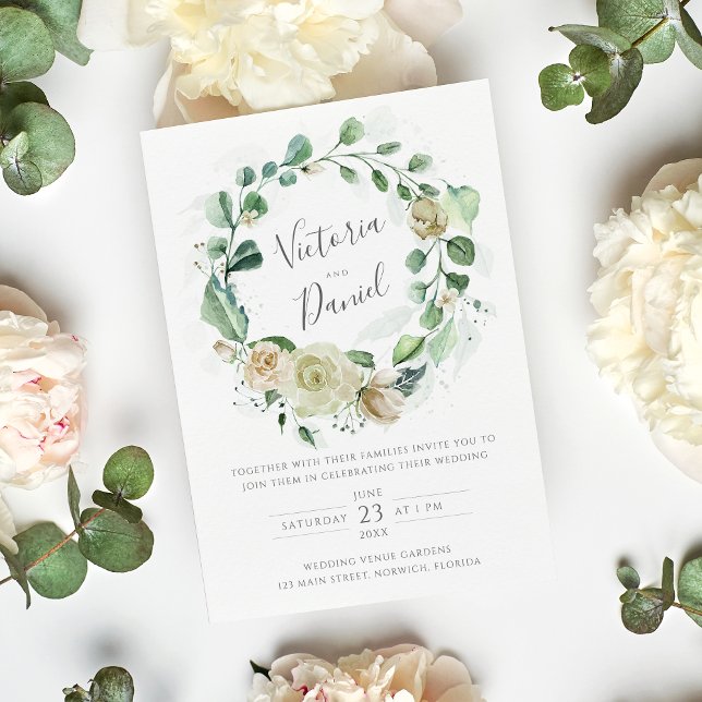 Eucalyptus Greenery Leaves Elegant Floral Wedding Invitation (Creator Uploaded)