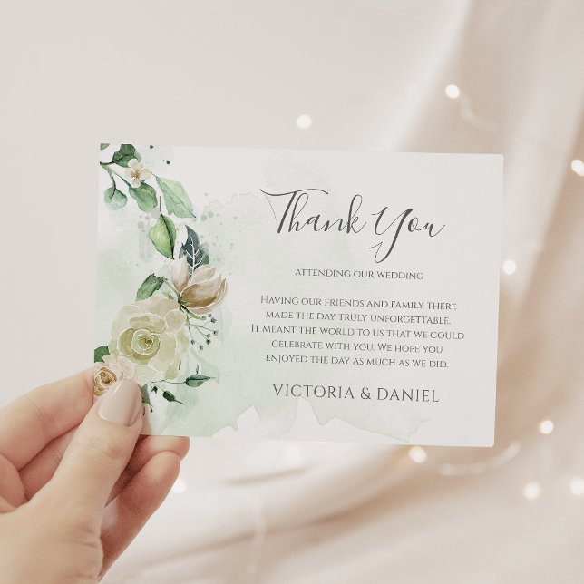 Eucalyptus Greenery Leaves Elegant Floral Wedding Thank You Card (Creator Uploaded)