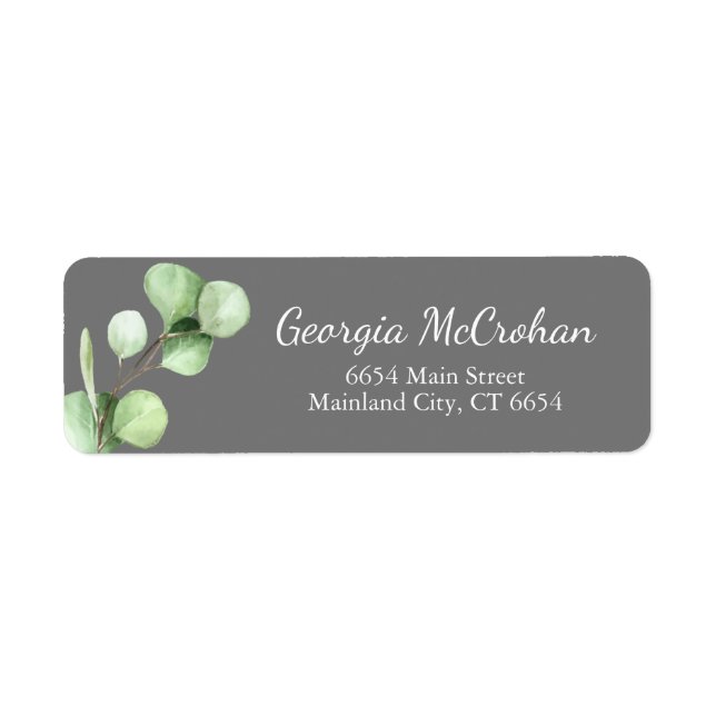 Eucalyptus Greenery Leaves Return Address Label (Front)