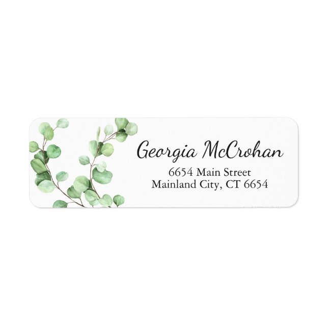 Eucalyptus Greenery Leaves Return Address Label (Front)