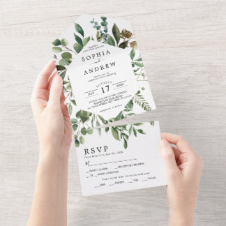 Eucalyptus Greenery Leaves Wedding All In One Invi Invitation