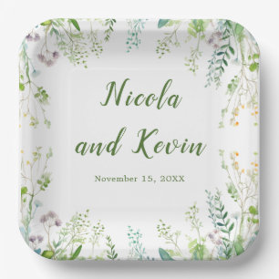 Eucalyptus Greenery Leaves Wedding  Paper Plate