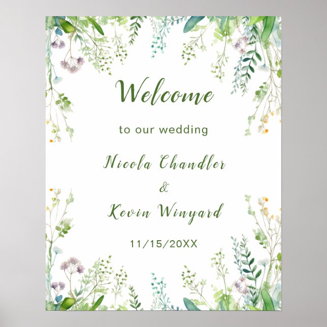 Eucalyptus Greenery Leaves Wedding Poster (Front)