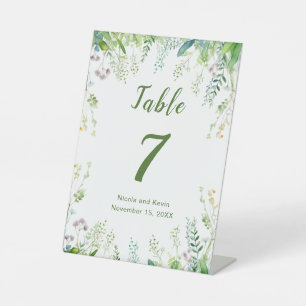 Eucalyptus Greenery Leaves Wedding Table Number Pedestal Sign