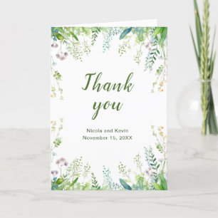 Eucalyptus Greenery Leaves Wedding  Thank You Card