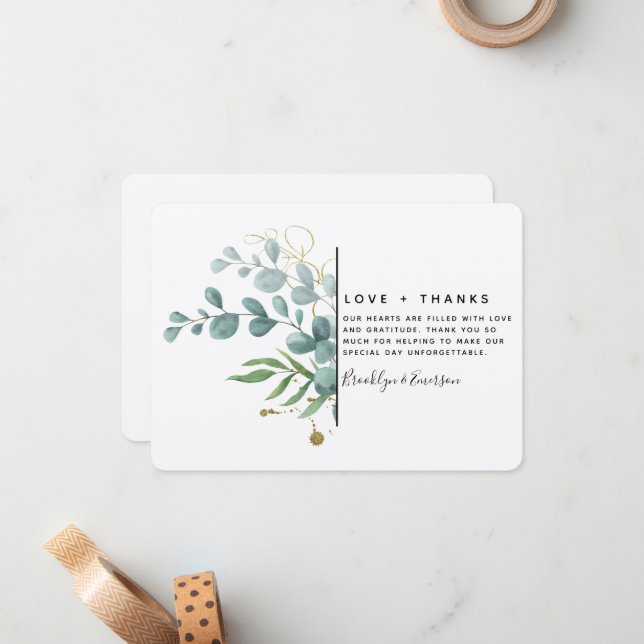 Eucalyptus Greenery Luxury Wedding Thank You Note Card (Front/Back In Situ)