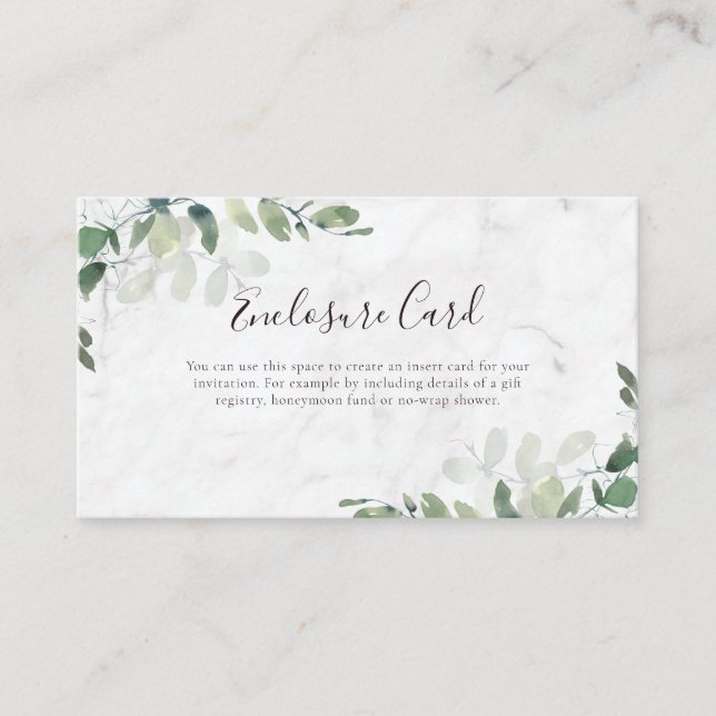 Eucalyptus Greenery Marble Enclosure Card (Front)