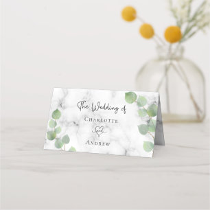 Eucalyptus greenery marble wedding place card