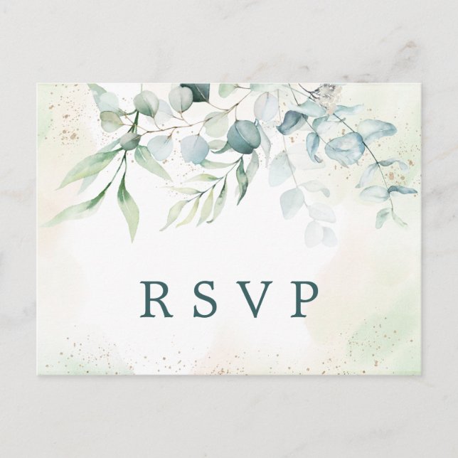 Eucalyptus Greenery Meal Choice Wedding RSVP Invitation Postcard (Front)