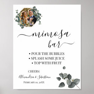 Eucalyptus Greenery Mimosa Bar Bridal Shower Sign