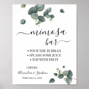 Eucalyptus Greenery Mimosa Bar Bridal Shower Sign