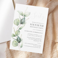 Eucalyptus Greenery Minimalist 60th Birthday