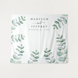 Eucalyptus Greenery Minimalist Wedding Backdrop Tapestry