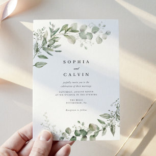 Eucalyptus Greenery Minimalist Wedding Invitation
