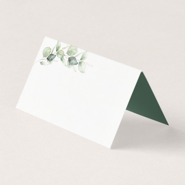 Eucalyptus Greenery Minimalist Wedding Place Card (Front)