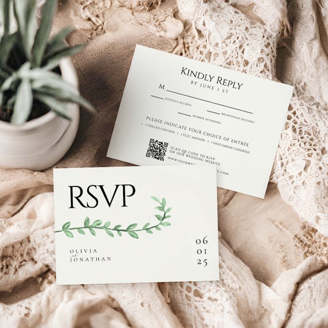 Eucalyptus Greenery Minimalist Wedding RSVP Card (Creator Uploaded)