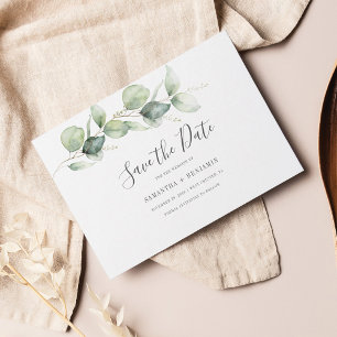 Eucalyptus Greenery Minimalist Wedding Save The Date