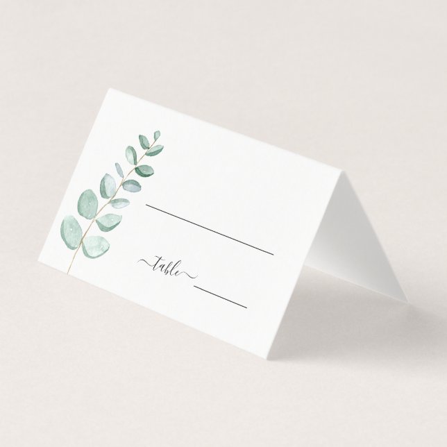 Eucalyptus Greenery Minimalist Wedding Table Card (Front)