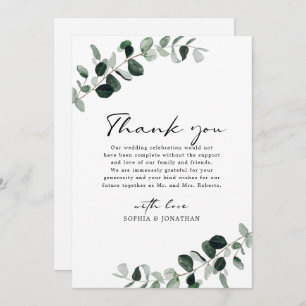 Eucalyptus Greenery Modern Calligraphy Wedding Thank You Card
