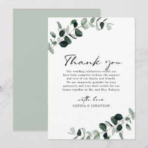 Eucalyptus Greenery Modern Calligraphy Wedding Thank You Card
