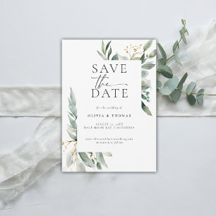Eucalyptus Greenery Modern Elegant Chic Wedding Save The Date