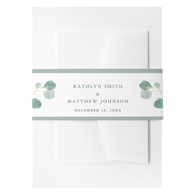 Eucalyptus Greenery Modern Elegant Summer Wedding Invitation Belly Band (Creator Uploaded)