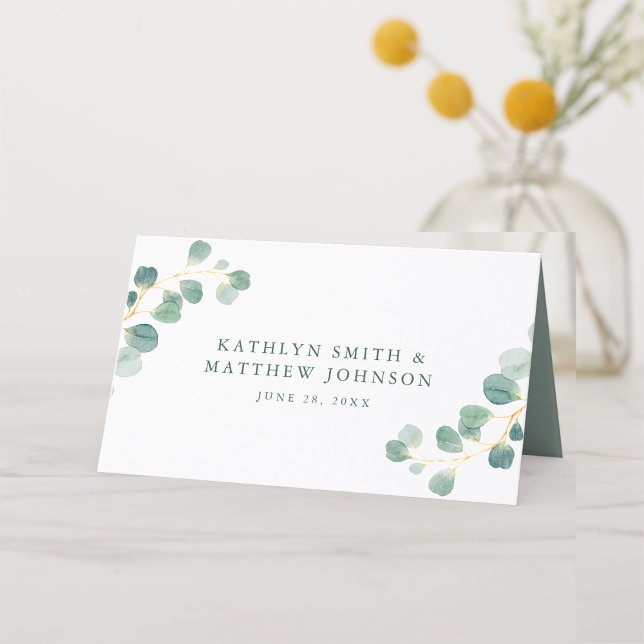 Eucalyptus Greenery Modern Elegant Summer Wedding Place Card (Creator Uploaded)