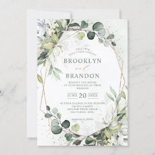 Eucalyptus Greenery Modern Geometric Wedding Invit Invitation