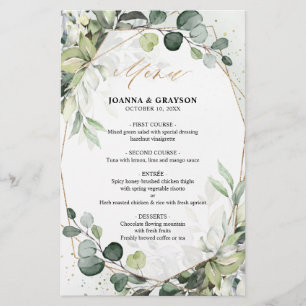 Eucalyptus Greenery Modern Geometric Wedding Menu