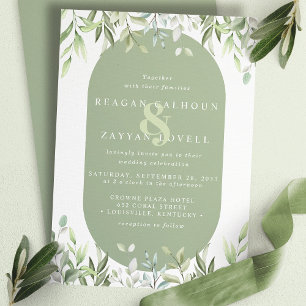 Eucalyptus Greenery Modern Watercolor Wedding Invitation