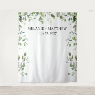 Eucalyptus Greenery Modern Wedding Backdrop Tapestry