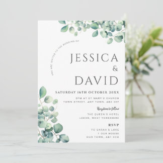 Eucalyptus Greenery Modern Wedding Invitation
